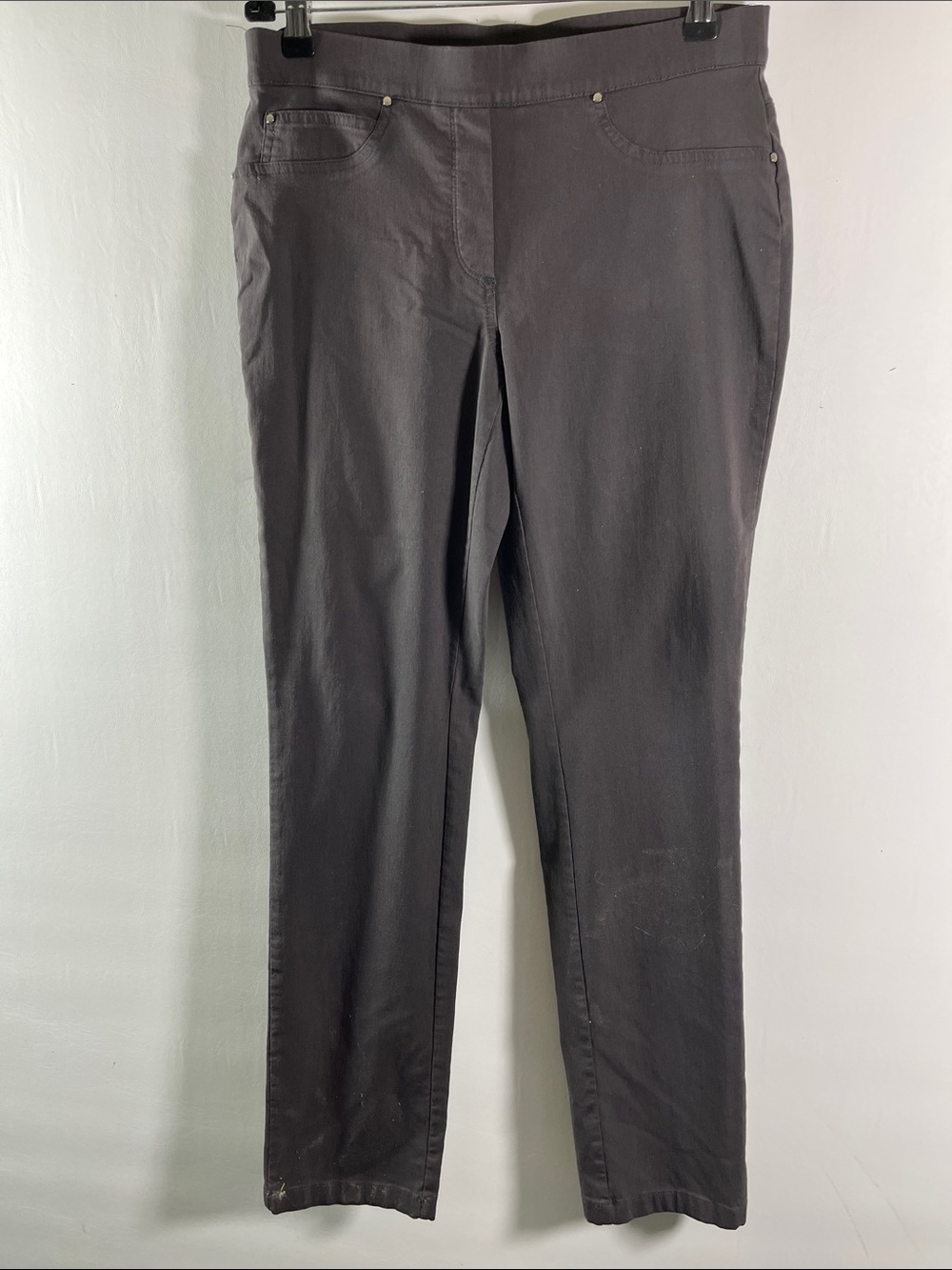 Rafaella Straight-Leg Pull-On Jeans in Dark Gray Size 6